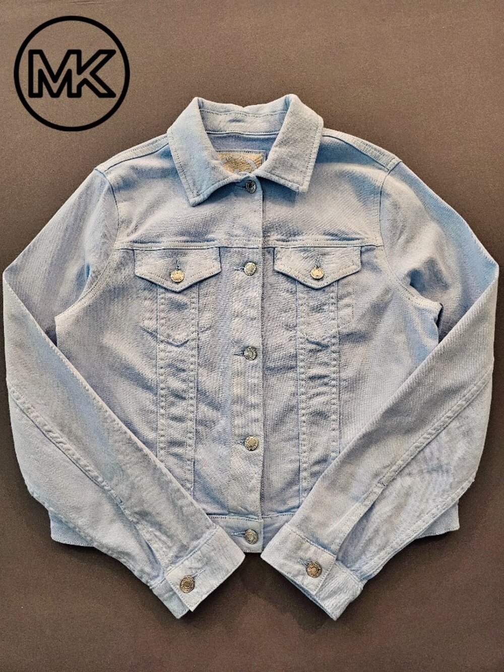 Michael Kors Sky Blue Denim Tucker Jacket Light Wash - Size M